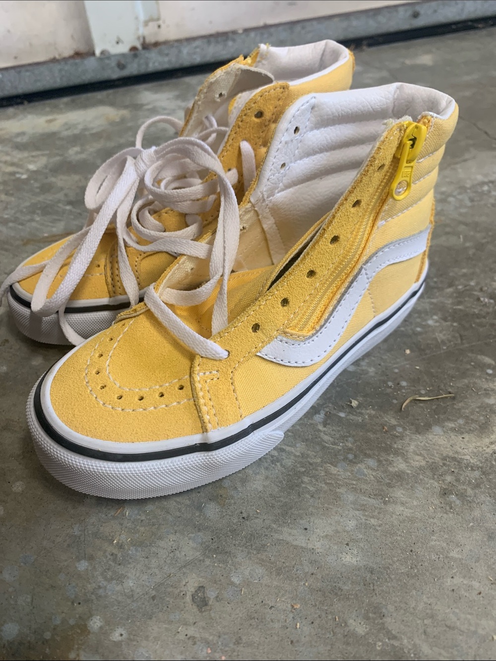 Vans Yellow and White High-Top Kids Sneakers